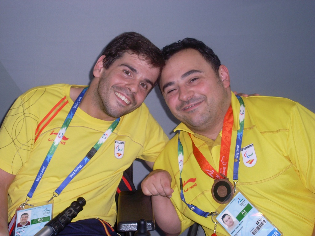 Alvaro Galan y Manuel Martin, seleccionador y deportista de boccia