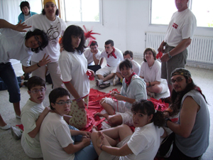 Celebrando el día de San Fermín y confeccinando el recorrido para el encierro.