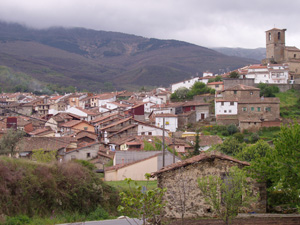 Vista panorámica del pueblo de Hervás.