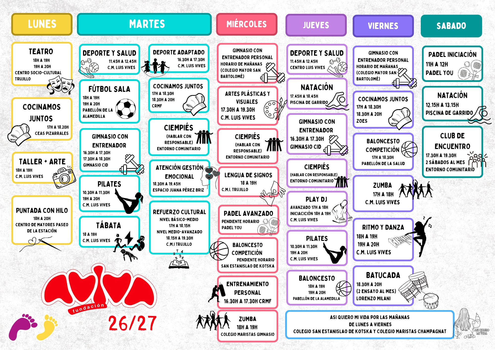 Agenda de Actividades de la Fundación AVIVA 2026-2027